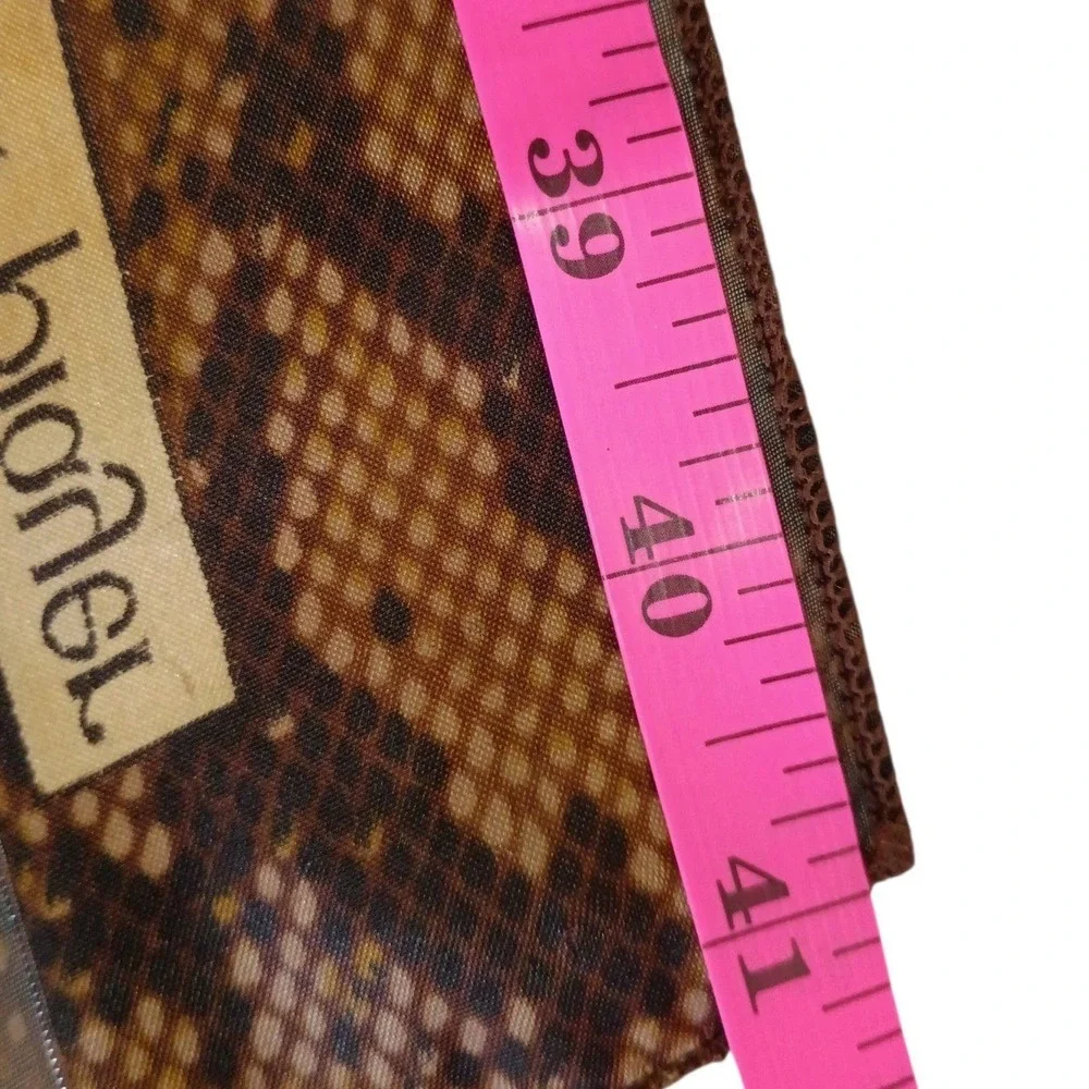Vintage Jean Player Brown Snakeskin Print Sheer Scarf Gold Metallic Square 42
